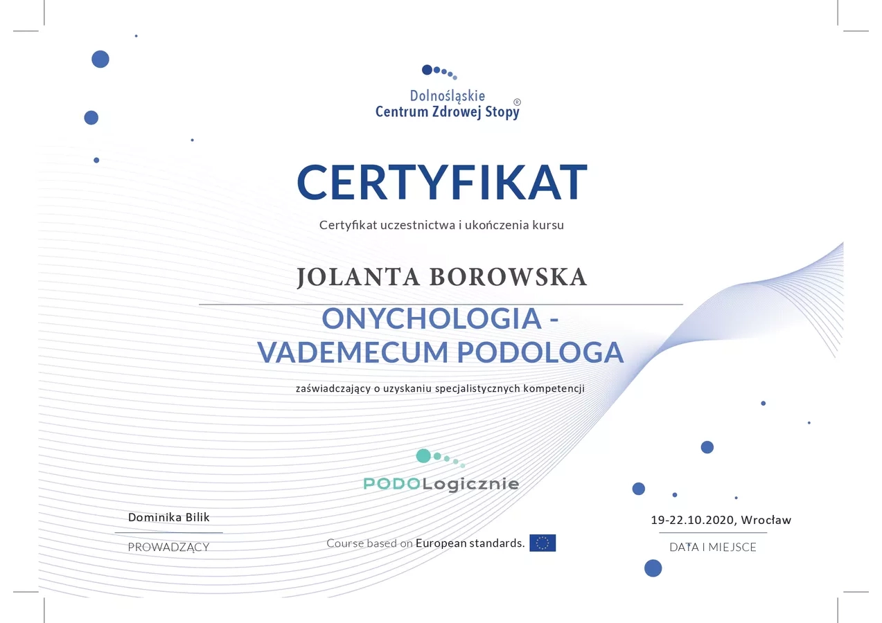 certyfikat-onychologia
